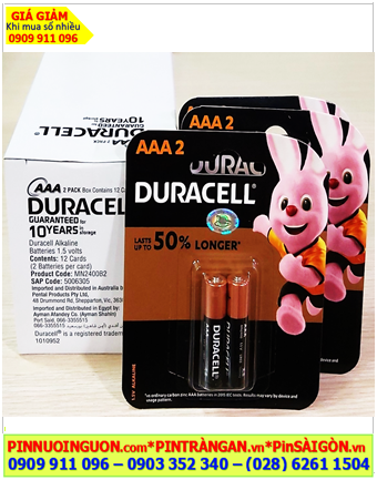 COMBO 01Hộp 12vỉ=24viên (Vỉ 2viên) Pin AAA 1.5v Duracell MN2400B2 LR03 _Giá chỉ 456.000/HỘP